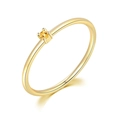 Minimalist slim gold ring with a single round yellow gemstone in four-prong setting - US 6 / Light Gold + Golden Yellow Stone