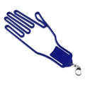 Portaguanti da golf blu a forma di palmo con portachiavi in metallo su sfondo bianco - Blu scuro