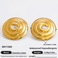 Golden hollow spiral drop earrings in stainless steel with 29.31mm diameter - 18K Gold Plated / Spiral Gold (EH11505)