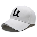 White baseball cap with black iL embroidery and checkered edge detail - Adjustable / White (U Letter)