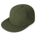 Elastic fitted hip hop flat brim cap in olive green with laser-cut ventilation holes - Stretch 57-58 / Dark Green