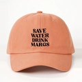 Roze SAVE WATER DRINK MARGS baseballpet met verstelbare riem en gebogen klep - Verstelbaar / Oranje
