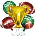 Rugby Thema Ballon-Set mit goldenem Champion Pokal und braunen Football Luftballons - Trophäe, Football Und Runde Luftballons Kombination