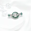 Interlocking silver jewelry clasp with baguette emerald and white cubic zirconia - 15mm / White Gold