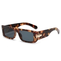 Retro rectangular tortoise shell sunglasses with dark grey lenses and gold metal details - C2 Tortoiseshell Frame Grey Lens