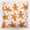 Funda de cojín navideño con hombre de jengibre y bastones de caramelo sobre fondo blanco - 45x45 cm / Estilo 8-Jengibre blanco
