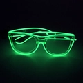 Detail of transparent LED glasses featuring luminous green EL wire on a dark background - Dark Green