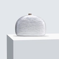Bolso de fiesta semicircular de acrílico mármol blanco con elegante cierre dorado - Blanco
