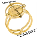 Detailed dimension guide for golden oval sunburst ring with double band structure - J426 / Gold