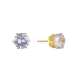 Boucles d'oreilles couronnes plaquées or 18K avec zircons ronds et serti à six griffes - Doré