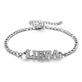 Silbernes Figaro-Armband aus Edelstahl mit 3D-Sternzeichen-Anhänger für Waage (Libra) - Stahl-Waage