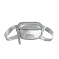 Metallic silver kids waist bag with TOCHASO logo and adjustable woven strap - Silver