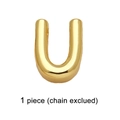 Single polished gold-tone letter U pendant charm showing detailed 3D metallic luster - Letter U