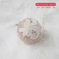 8cm champagne pink foam Christmas ball featuring white lace embroidery and pearl beads - Light Pink Lace Ball 8CM