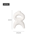 Modern white ceramic minimalist abstract vase in matte finish, dimensions 21cm by 14.2cm - HP700 Biscuit White