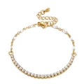 Goldenes Tennisarmband mit weißer Emaille und herzförmigem Karabinerverschluss - Weiß (KB155299-Z)