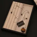 Long stainless steel snake chain necklace with heart tiger eye stone pendant and dark beads - Heart Shape Tiger Eye Stone Stainless Steel Style (1#)