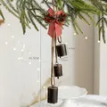 Vintage iron Christmas bells with rustic bronze finish and pinecone bow decoration - Coffee Vintage Small Bell [3-Bell Style]