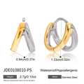 Pendientes en V bicolor oro y plata de acero inoxidable, hipoalergénicos y resistentes - Pendientes de Aro en V Bicolores (JDE0108010-PS)