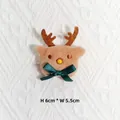 Detalle de cabeza de reno de peluche con bordado y lazo, tamaño 6 cm por 5,5 cm - Versión Original / Reno de Navidad azul