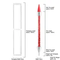 Dual-ended nail dotting tool with wax tip and stainless steel head, 149mm length detail - Red