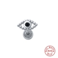 Bohemian S925 sterling silver evil eye stud earring with intricate beaded edge detail - Evil Eye Style (G60202395067) / White Gold