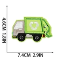 Embroidered green garbage truck patch for clothes with 4.6cm x 7.4cm size indicators - No. 1 - Garbage Truck