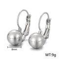 Polished silver stainless steel leverback earrings with 8mm ball pendant pair - 8mm / Steel Color (KLJ590-Z)