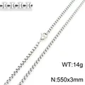 Silver stainless steel chain necklace for men and women, 550x3mm size, 14g weight - Silver 550mm x 3mm