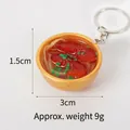 Miniature food keychain featuring a realistic yellow bowl of noodle soup with red toppings - 3cm Gold Bowl-No.23 (Keychain)