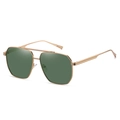 Occhiali da sole aviator polarizzati in metallo dorato esagonale con lenti verde scuro - Montatura Oro Lente Verde Scuro C5