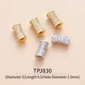 Detail of cubic zirconia micro-pave cylinder beads for jewelry making, 5x9.5mm size - TPJ830-White Zircon