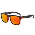 Polarized sports sunglasses featuring matte black and red frames with orange lenses - Black Red Frame Red Mirrored Lens / Patterned Temple