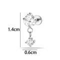 Roestvrijstalen oorknopje met interne schroefdraad en zirkonia, maat 1,4x0,6 cm detail - Drieblad Cluster Enkele Zirconia Stijl (2630-10#) / Zilver
