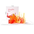 3D pop-up greeting card featuring Guangzhou city skyline in red and yellow colors - Colored Guangzhou