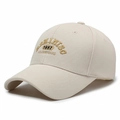 Creamy white baseball cap with premium 3D embroidery featuring Reminisc 1987 lettering - Adjustable / Light Beige