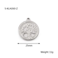 25mm stainless steel tree of life pendant in silver finish with embossed rope edge design - Style 1