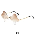Lunettes de soleil sans monture en forme de champignon avec verres dégradés marron et or - Thé Dégradé