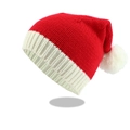 Primer plano detallado del gorro de Papá Noel tejido en rojo y blanco con pompón suave - Talla única / Rojo Patrón 3