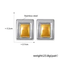 Orecchini rettangolari bicolore in acciaio inossidabile con placcatura oro e argento - Oro e Argento