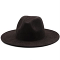 Classic dark brown wide-brimmed felt fedora hat with a pinched crown and flat brim design - M (56-58cm) / Coffee