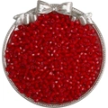 4mm faceted red glass seed beads for DIY jewelry in a decorative silver bow tray - Style 32 4mm Red (140pcs)