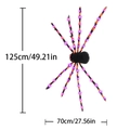 Detailed dimensions of 125cm light-up Halloween spider with purple LED glowing legs - 125cm Orange (Glowing Eyes + Purple Light Legs)