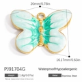 Butterfly pendant in 18K gold-plated stainless steel with teal sand texture finish - Green Butterfly (PJ91704G)