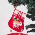 Detail of Christmas stocking with snowman embroidery, red sequins, and a golden bell - Small Bell Snowman Stocking