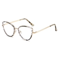 Schicke Katzenaugen-Blaulichtbrille mit goldenem Metallrahmen und Akzenten in Schildpatt - Schildpatt Gold Rahmen