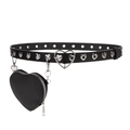 Cintura punk Y2K da donna in pelle PU nera con mini borsina a cuore rimovibile - Cintura con Occhielli Fibbia a Cuore con Pochette a Cuore