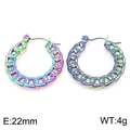 Pendientes de aro estilo cadena vintage arcoíris en acero de titanio medida 22mm - Colorido