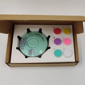Groene elektrische nageltrimmer voor baby's met 6 kleurrijke slijpkoppen en opbergbox - Set van 6 Koppen / Engelse Kraftdoos / Muntgroen