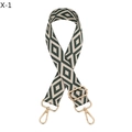 Detail of adjustable woven canvas strap with green rhombus pattern and gold buckles - Khaki Green